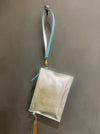 Chook Leaf zip pouch festival bag in sea foam and silver