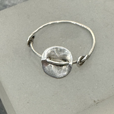 Daniella Farrell silver infinity disc ring