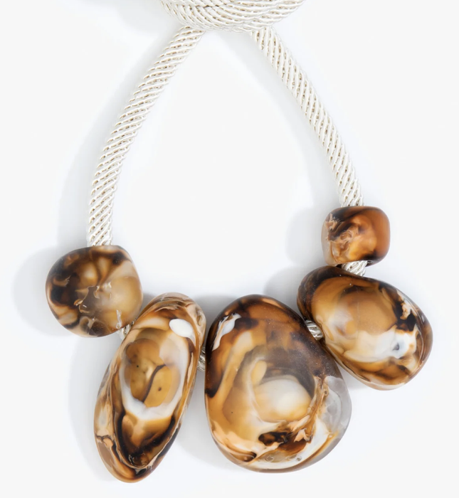 Dinosaur Designs Boulder rock necklace, tortoise resin beads on cream rope cord