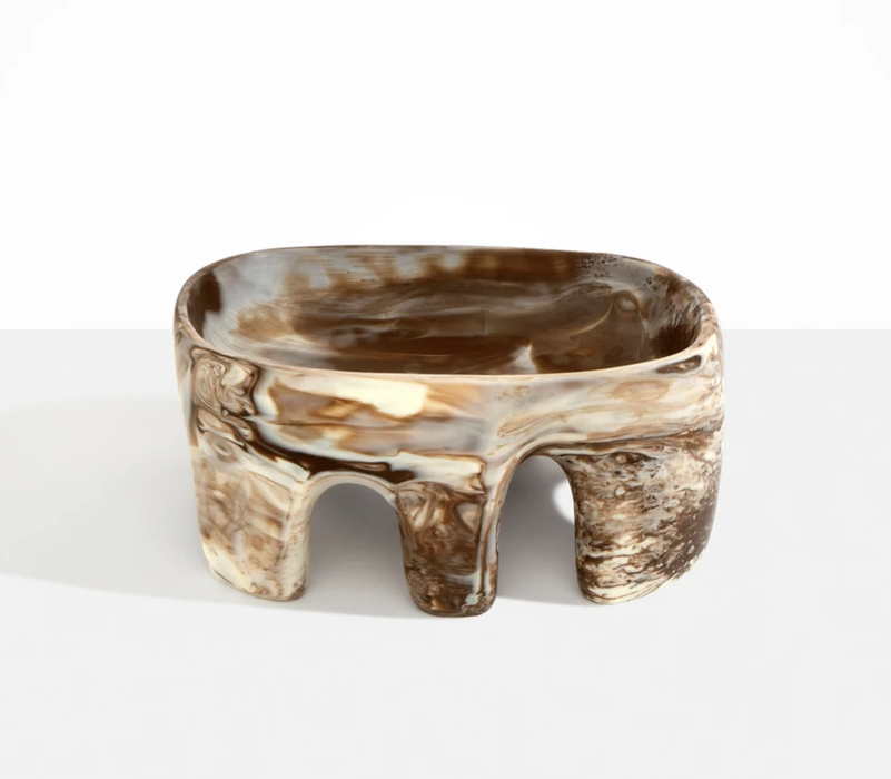 Dinosaur Designs large Branch bowl in cappuccino, swirled resin on branch-like feet