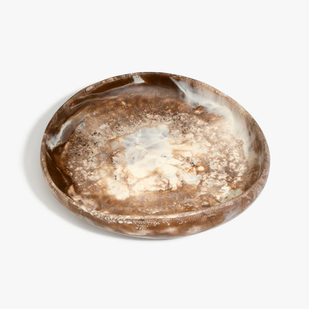 Dinosaur Designs large Earth bowl in cappuccino resin, top view of the speckled brown centre