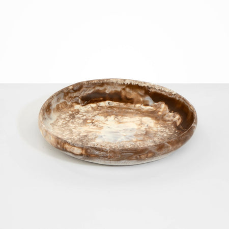 Dinosaur Designs large Earth bowl in cappuccino, brown and cream marbled resin, side view