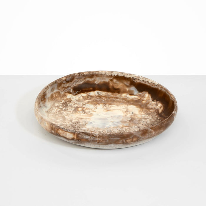 Dinosaur Designs large Earth bowl in cappuccino, brown and cream marbled resin, side view