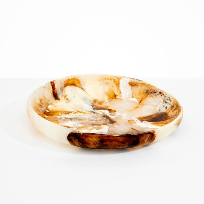 Dinosaur Designs large Earth bowl in light horn, cream and amber swirled resin, side view