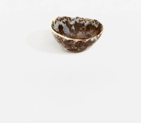 Dinosaur Designs Flow spice dish in cappuccino, small brown and cream resin dish