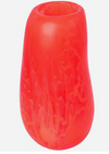 Dinosaur Designs Grand pebble vase in bright coral red resin, front view