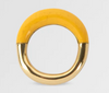 Dinosaur Designs Horn ring in honeycomb, mustard yellow resin with gold-plated band