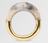 Dinosaur Designs Horn ring in sandy pearl, grey and cream marbled resin with gold band