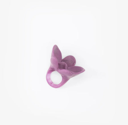 Dinosaur Designs Orchid resin ring in grape purple, side view