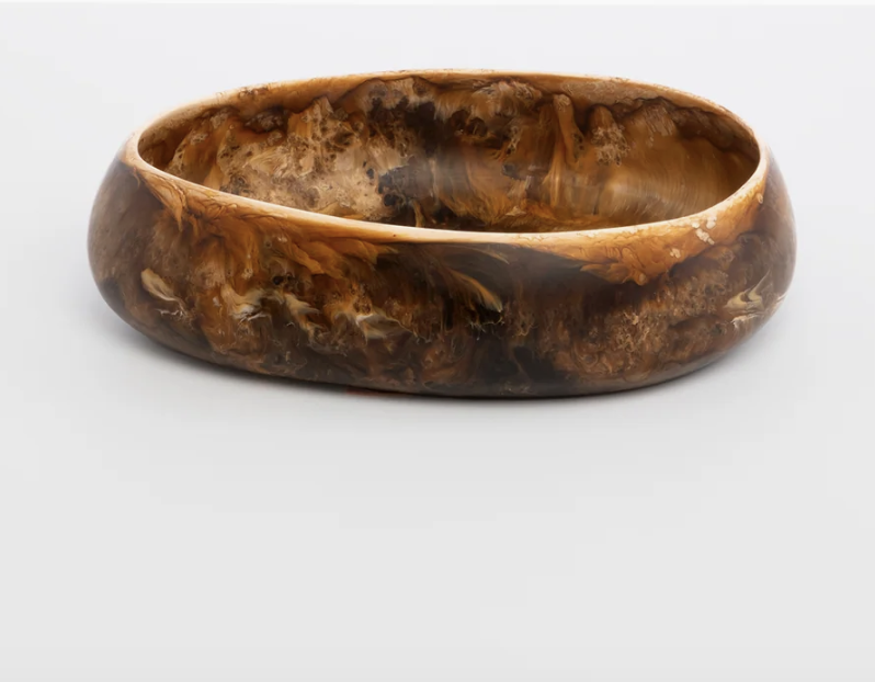 Dinosaur Designs medium Rock bowl in cappuccino, brown marbled resin