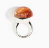 Dinosaur Designs Round watercolour ring in clear strawberry, orange resin dome on silver