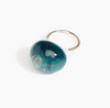 Dinosaur Designs Round watercolour ring in water blue, teal resin dome on silver