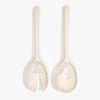 Dinosaur Designs long Stone resin salad servers in pearl, white resin with soft taupe marbling