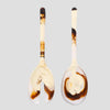 Dinosaur Designs long Stone resin salad servers in tortoise, cream and brown swirled resin