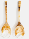 Dinosaur Designs short Stone salad servers in light horn, amber and clear resin