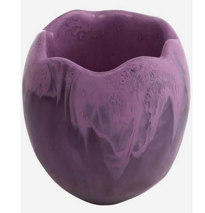 Dinosaur Designs Wide paradise vase in grape, purple resin with scalloped rim
