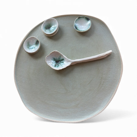 Drift Ceramics glazed platter and glazed spoon
