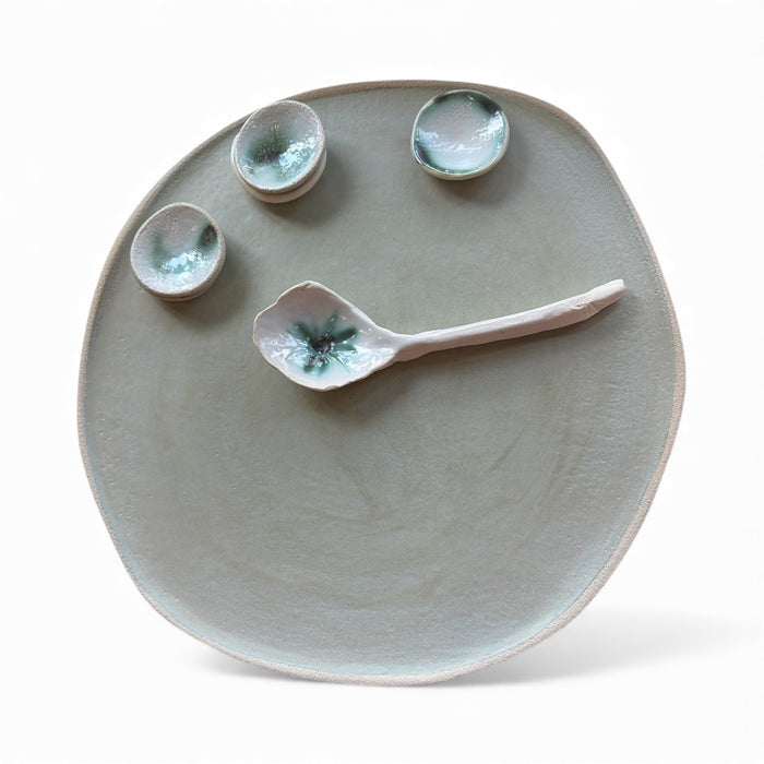 Drift Ceramics glazed platter and glazed spoon