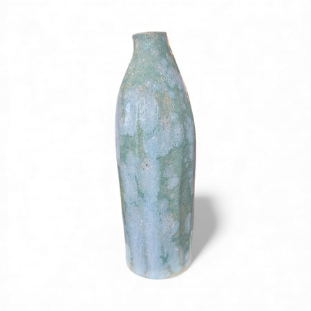 Drift Ceramics small bottle form in pale aqua ribbed