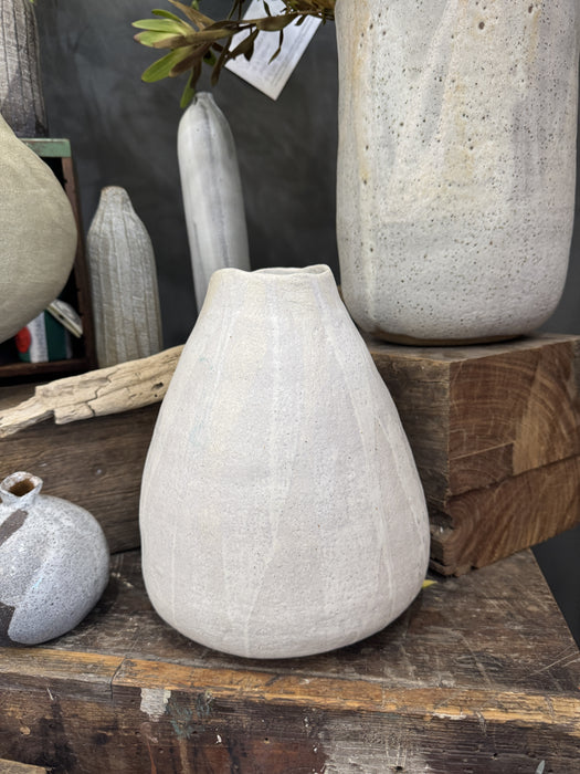 Drift Ceramics wide vase form in white