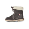 Duckfeet Arhus shearling lined leather ankle boot in stone grey, side view with fold-down sheepskin cuff and crepe sole