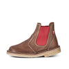 Duckfeet Roskilde brown leather chelsea boot with red elastic gusset and crepe rubber sole, side view