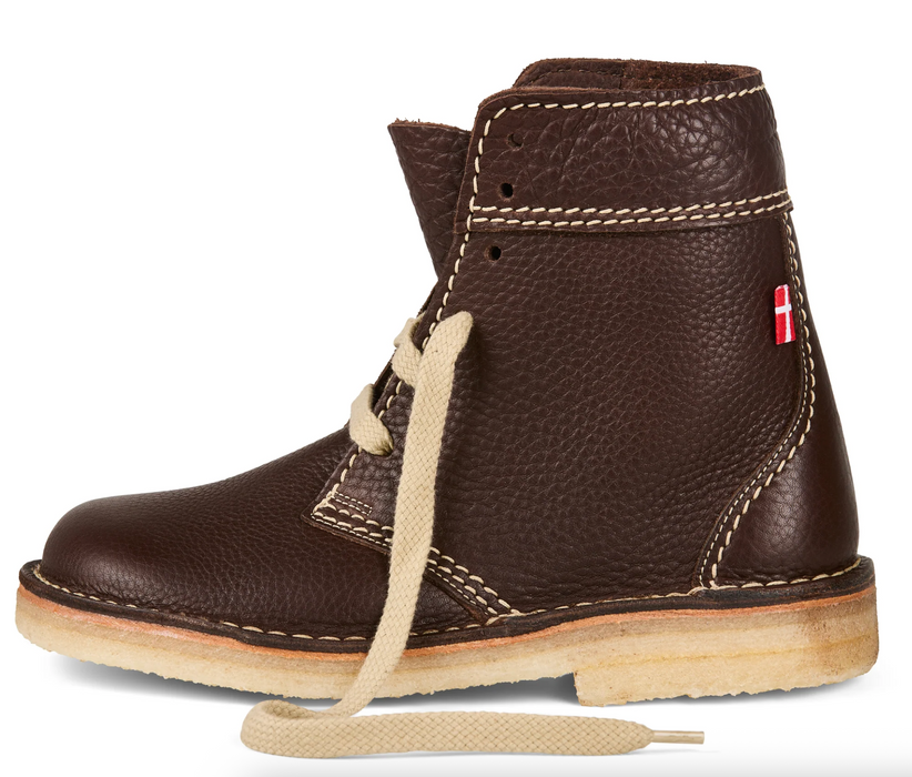 Duckfeet Sønderborg chocolate pebbled leather lace-up ankle boot with crepe rubber sole