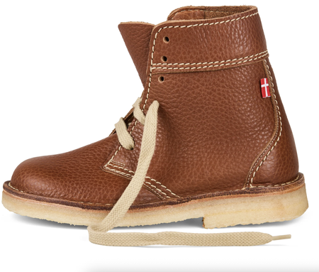 Duckfeet Sønderborg nut pebbled leather lace-up ankle boot with crepe rubber sole