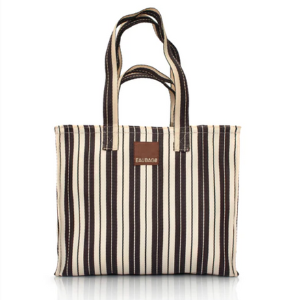 Eau bags Marché market bag in brown and white stripe