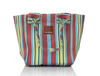 Eau bags tote bag in mint and brown, Pomme stripe