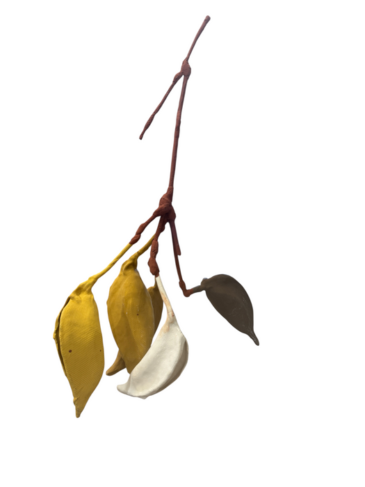 Emma Davies leaf pods, pod 1: 3 ochre, 1 ivory, 1 brown