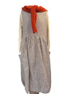 Etika linen gingham pinafore dress in choc and ivory gingham