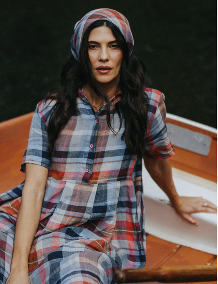 Etika madras check linen dress