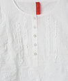 Ewa i Walla Hege white cotton blouse, close-up of ruffled button placket