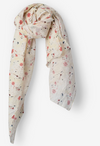 Ewa i Walla Krista cotton scarf, cream with pink and red flowers