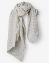 Ewa i Walla Krista cotton scarf, grey and white stripe