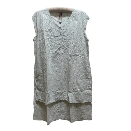 Ewa i Walla Lis tunic shirt, sleeveless pale mint crinkle cotton with button placket