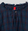 Ewa i Walla Penelope checked blouse, close-up of frayed ruffle neckline