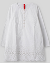 Ewa i Walla Pim white cotton broderie anglaise tunic, long sleeves, flat lay
