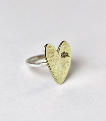 Flick Pope brass heart ring