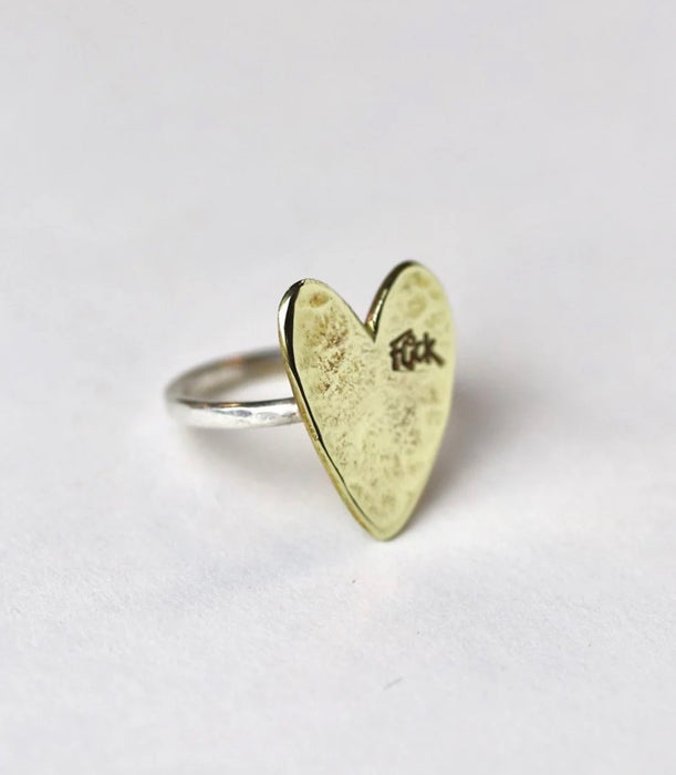 Flick Pope brass heart ring