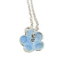 Flick Pope enamel flower necklace, light blue flower on a silver chain
