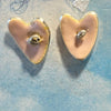 Flick Pope light pink enamel heart stud earrings
