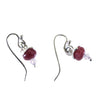 Flick Pope pomegranate puff silver earrings with red faceted beads
