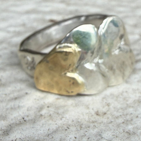 Designs by Flick silver and gold heart scales ring by Flick Pope