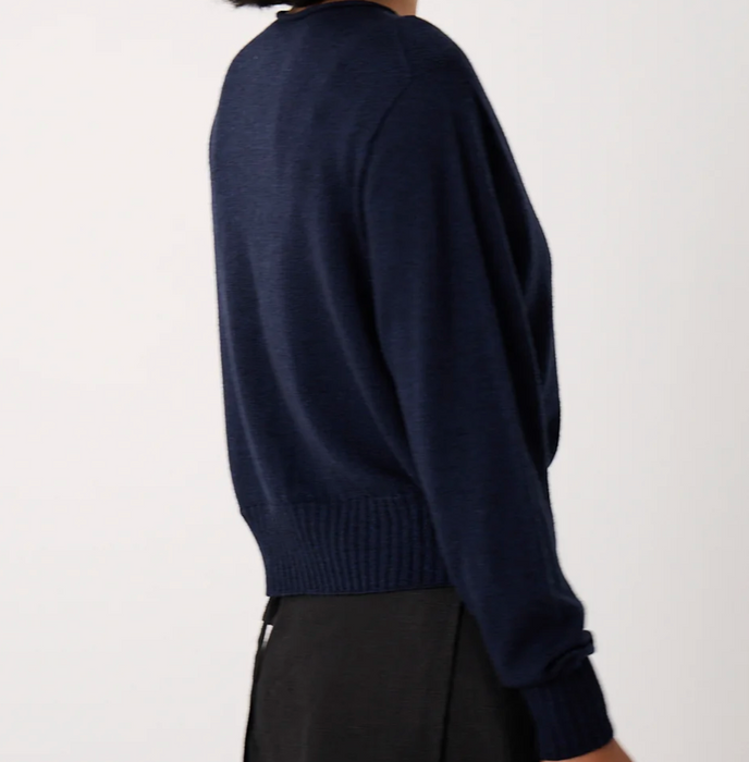 Francie Anni lightweight cardigan in navy, back view