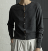 Francie Anni lightweight cardigan in shadow grey, front view