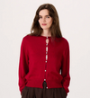 Francie Anni lightweight cardigan in tamarillo red, front view