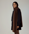 Francie Cloud possum merino scarf in chestnut brown, worn long over a black outfit