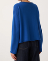 Francie Doll's reversible merino cardigan in azure blue, back view